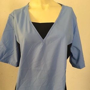 Cool blue and black scrub top